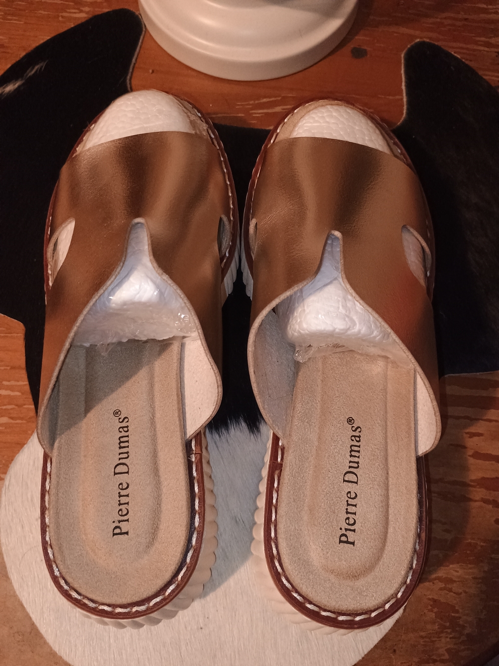 Pierre Dumas Women's Metallic Gold Slip-On Wedges With Comfortable Padding